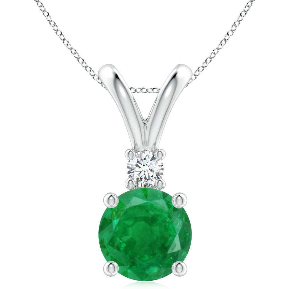 10mm AA Round Emerald Solitaire V-Bale Pendant with Diamond in P950 Platinum 
