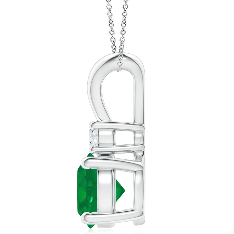 10mm AA Round Emerald Solitaire V-Bale Pendant with Diamond in P950 Platinum side 199