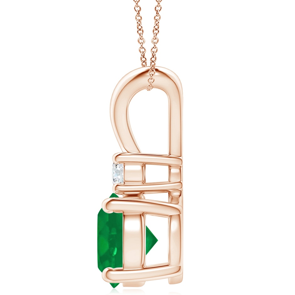10mm AA Round Emerald Solitaire V-Bale Pendant with Diamond in Rose Gold side 199