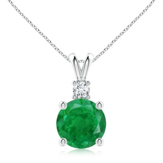 10mm AA Round Emerald Solitaire V-Bale Pendant with Diamond in S999 Silver