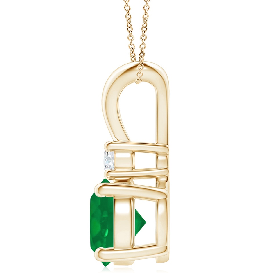 10mm AA Round Emerald Solitaire V-Bale Pendant with Diamond in Yellow Gold side 199