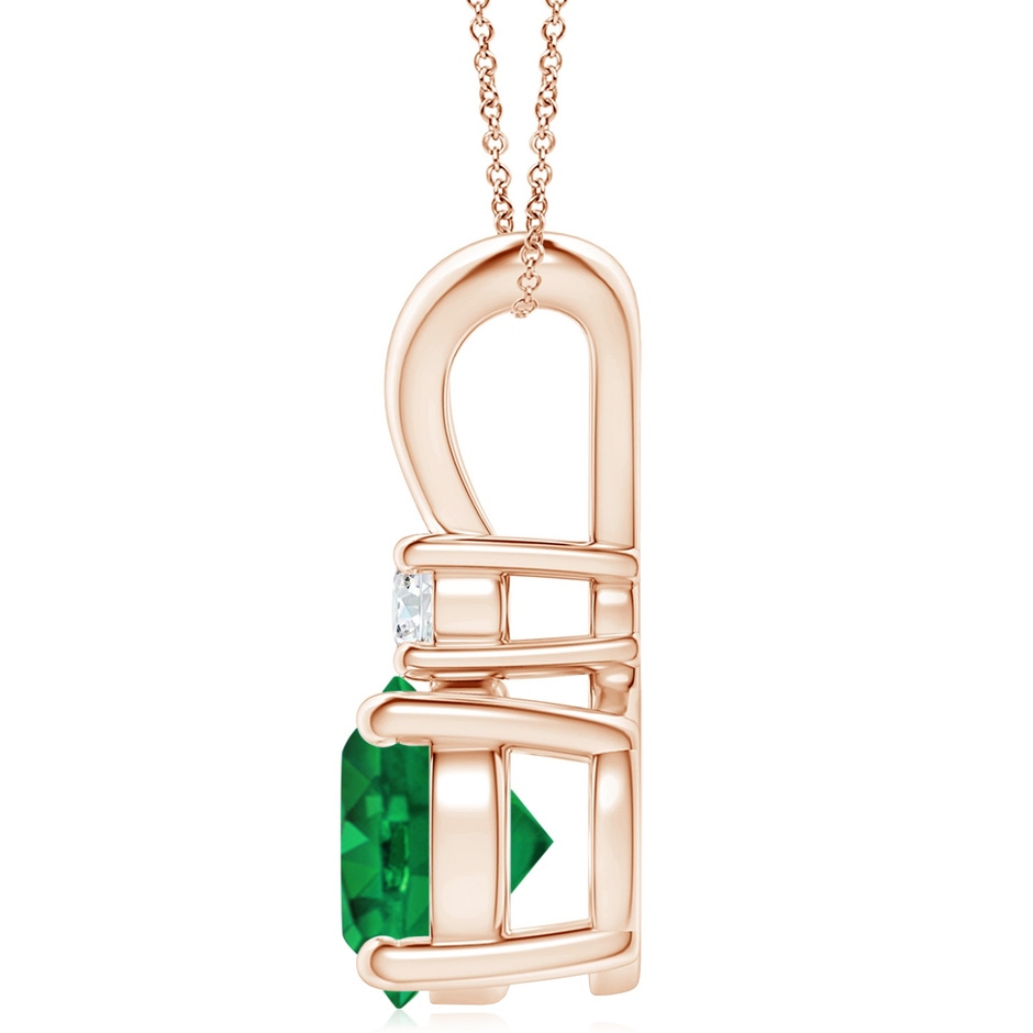 10mm AAA Round Emerald Solitaire V-Bale Pendant with Diamond in Rose Gold side 199