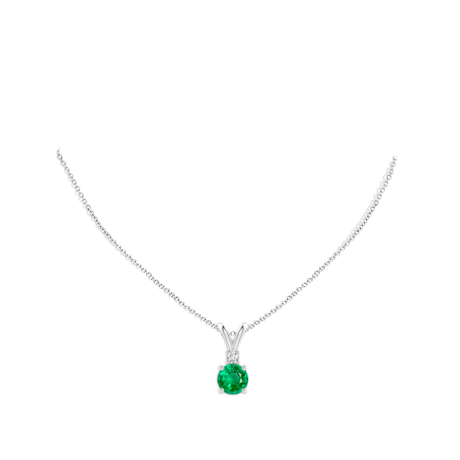 10mm AAA Round Emerald Solitaire V-Bale Pendant with Diamond in S999 Silver pen