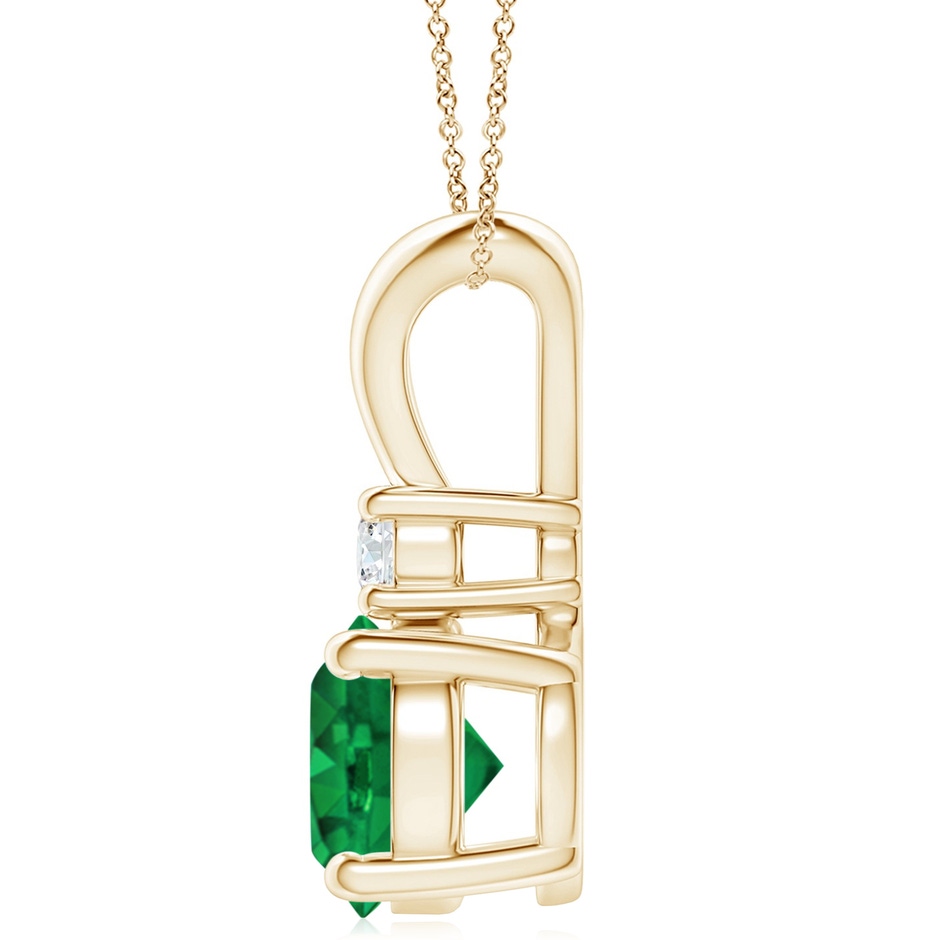 10mm AAA Round Emerald Solitaire V-Bale Pendant with Diamond in Yellow Gold side 199