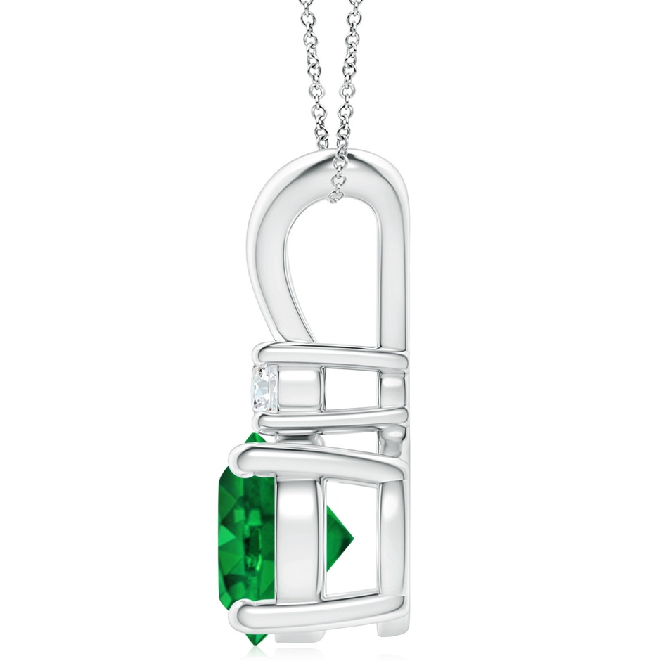 10mm AAAA Round Emerald Solitaire V-Bale Pendant with Diamond in S999 Silver side 199