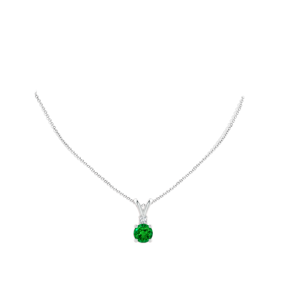 10mm AAAA Round Emerald Solitaire V-Bale Pendant with Diamond in S999 Silver pen