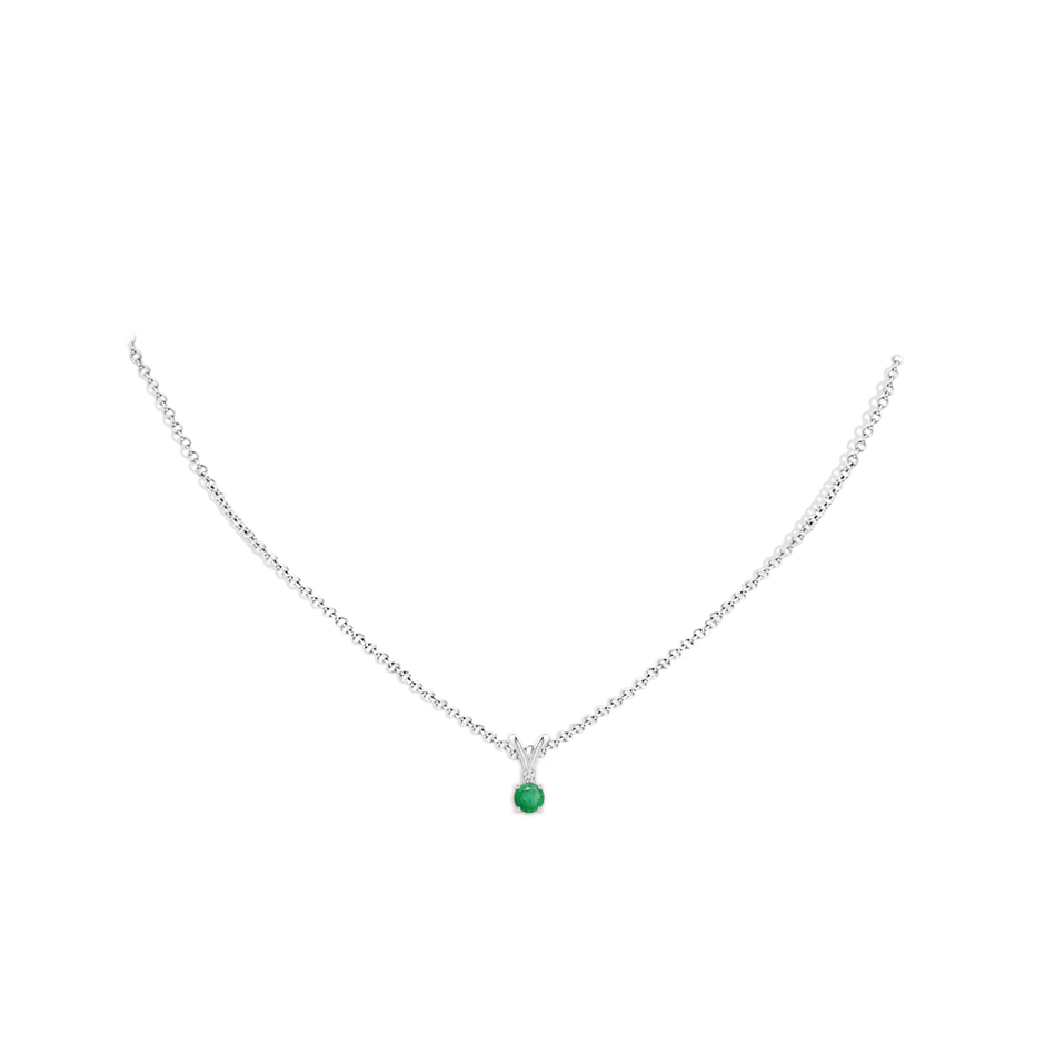 4mm A Round Emerald Solitaire V-Bale Pendant with Diamond in P950 Platinum pen