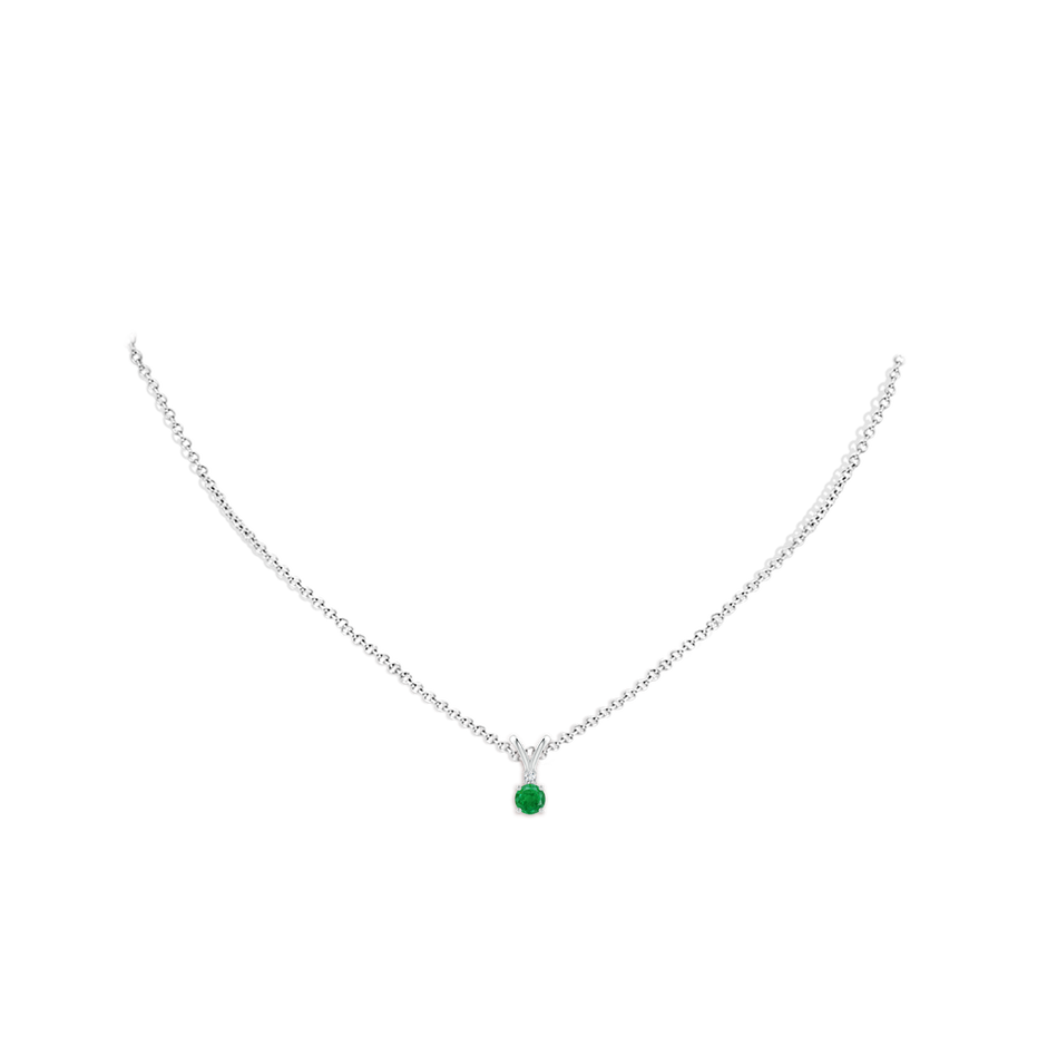 4mm AA Round Emerald Solitaire V-Bale Pendant with Diamond in P950 Platinum pen
