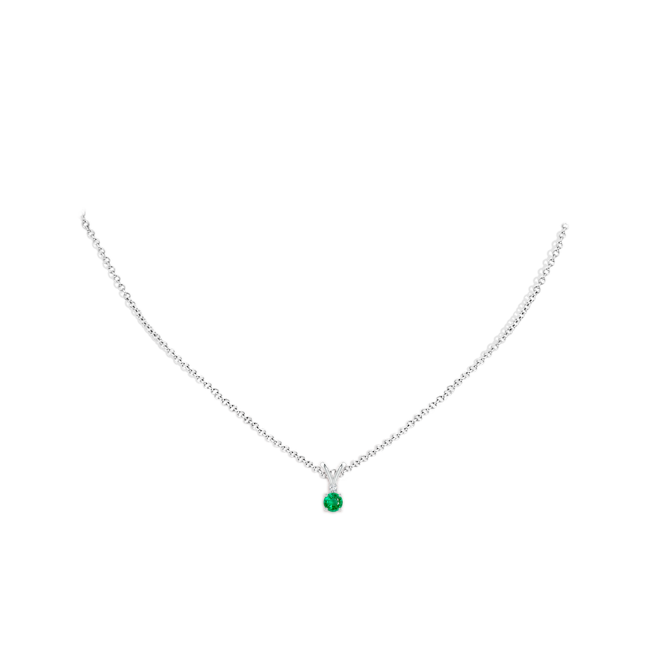 4mm AAA Round Emerald Solitaire V-Bale Pendant with Diamond in S999 Silver pen