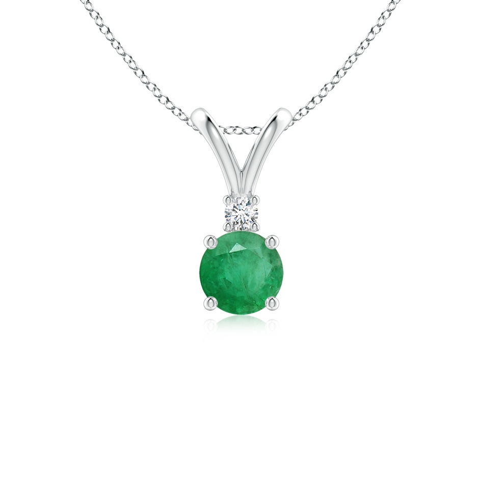 5mm A Round Emerald Solitaire V-Bale Pendant with Diamond in P950 Platinum 