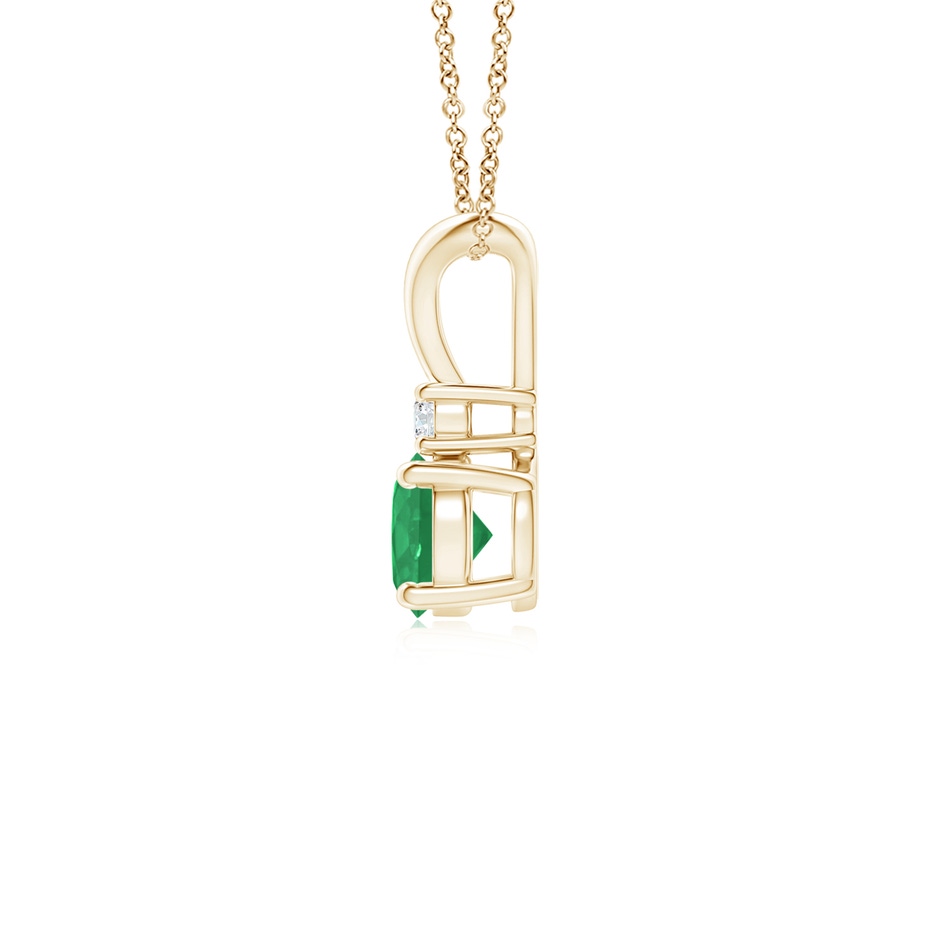 5mm A Round Emerald Solitaire V-Bale Pendant with Diamond in Yellow Gold side 199