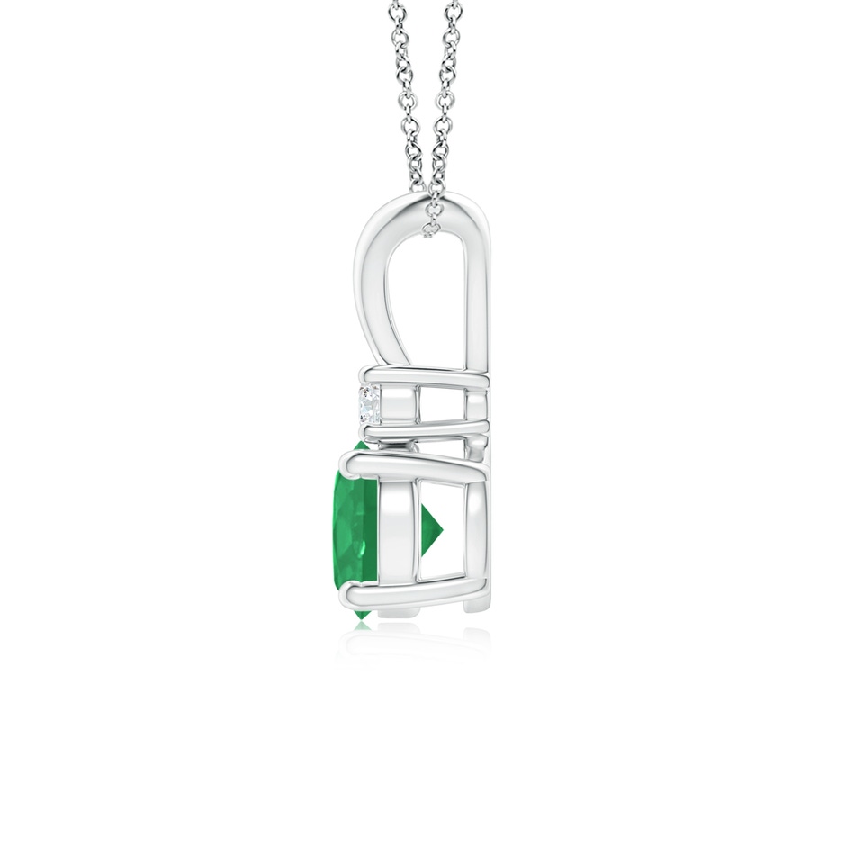 6mm A Round Emerald Solitaire V-Bale Pendant with Diamond in White Gold side 199