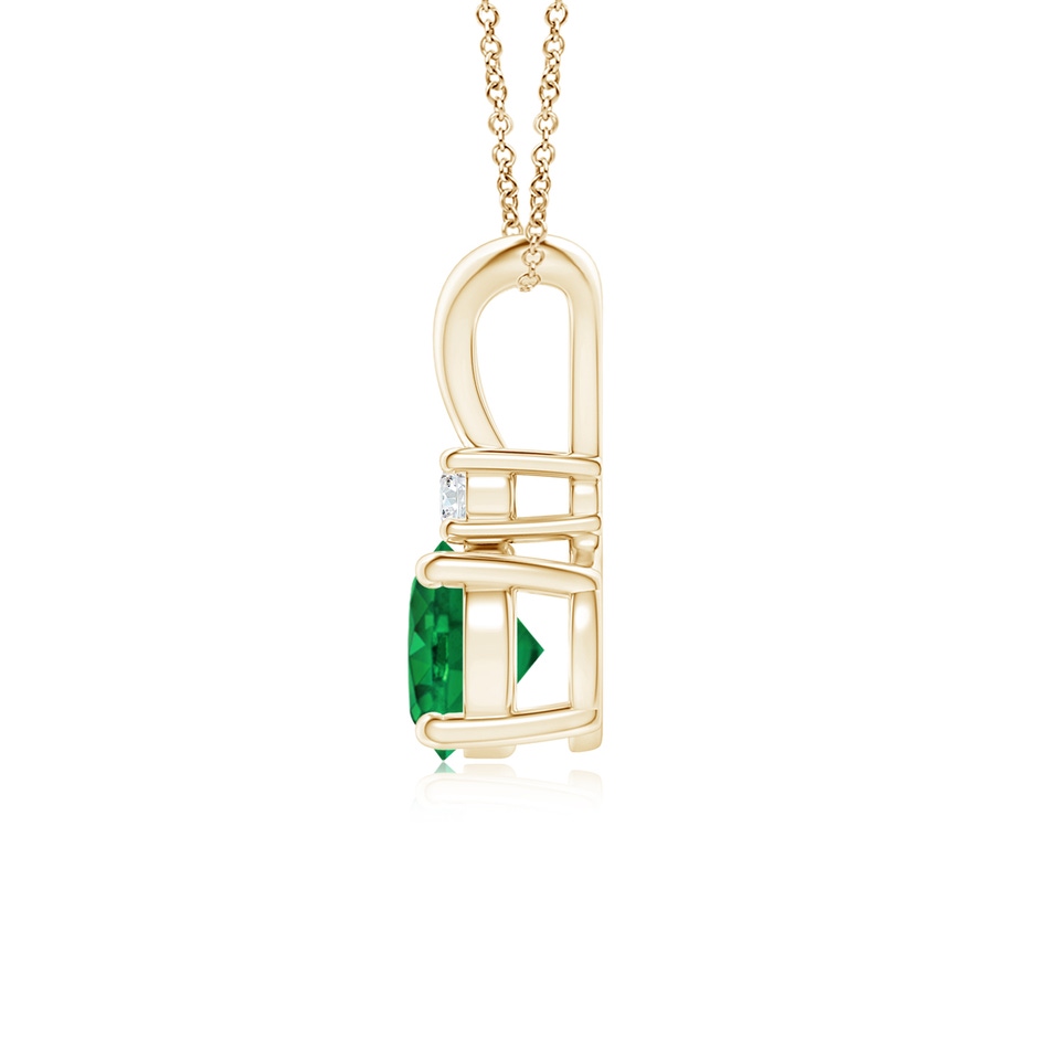 6mm AAA Round Emerald Solitaire V-Bale Pendant with Diamond in Yellow Gold side 199