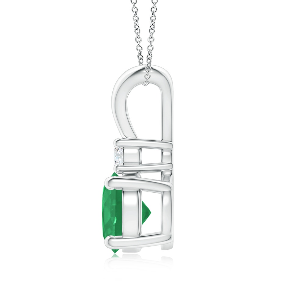 8mm A Round Emerald Solitaire V-Bale Pendant with Diamond in White Gold side 199