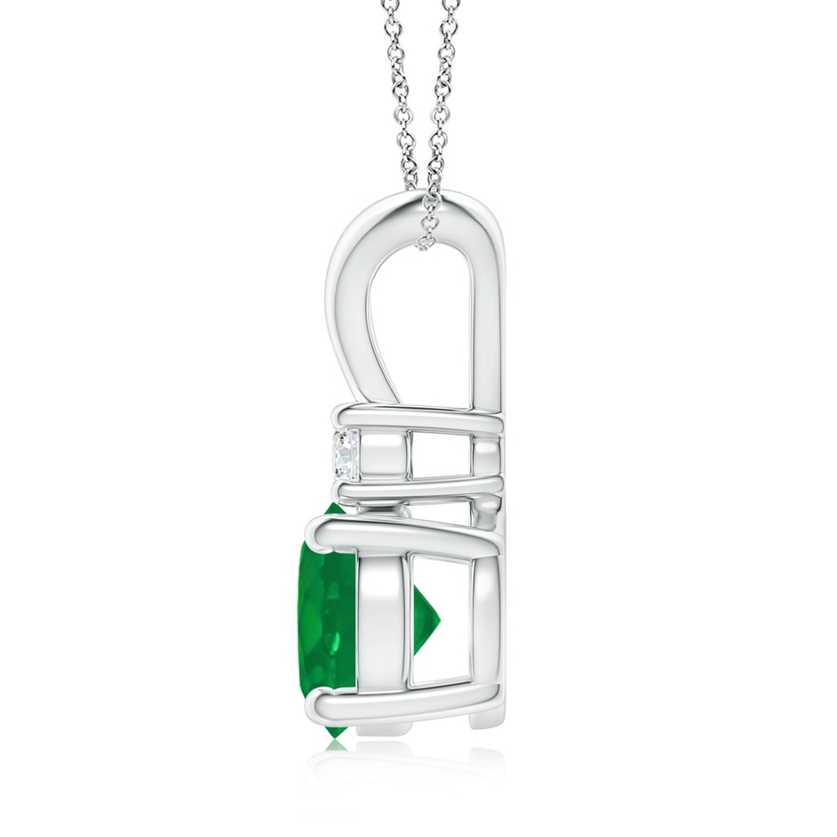 8mm AA Round Emerald Solitaire V-Bale Pendant with Diamond in P950 Platinum side 199