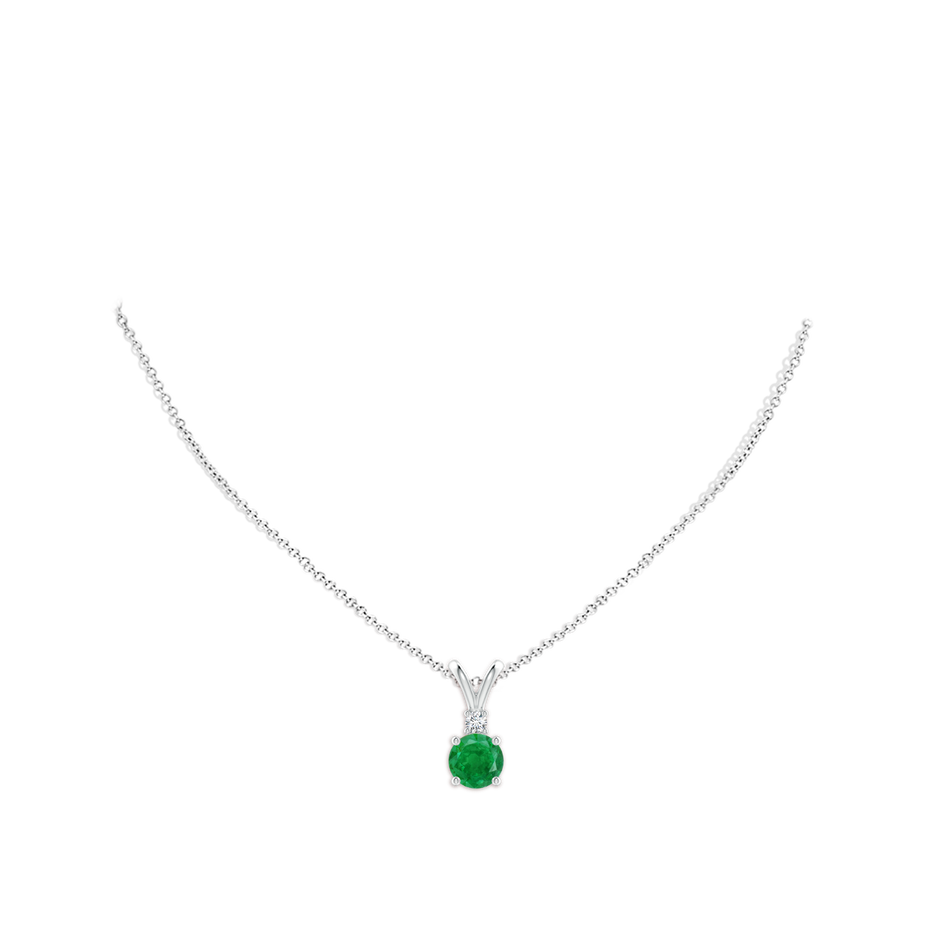 8mm AA Round Emerald Solitaire V-Bale Pendant with Diamond in P950 Platinum pen