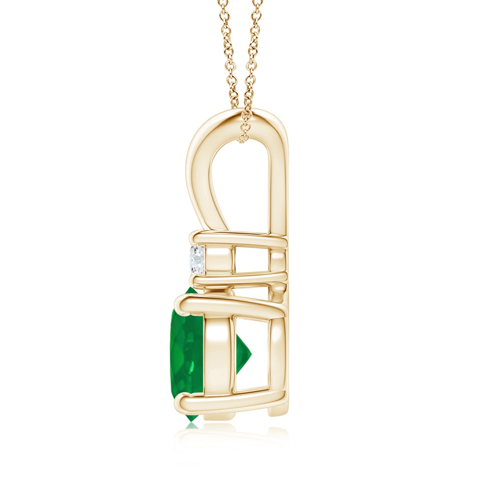 8mm AA Round Emerald Solitaire V-Bale Pendant with Diamond in Yellow Gold side 199