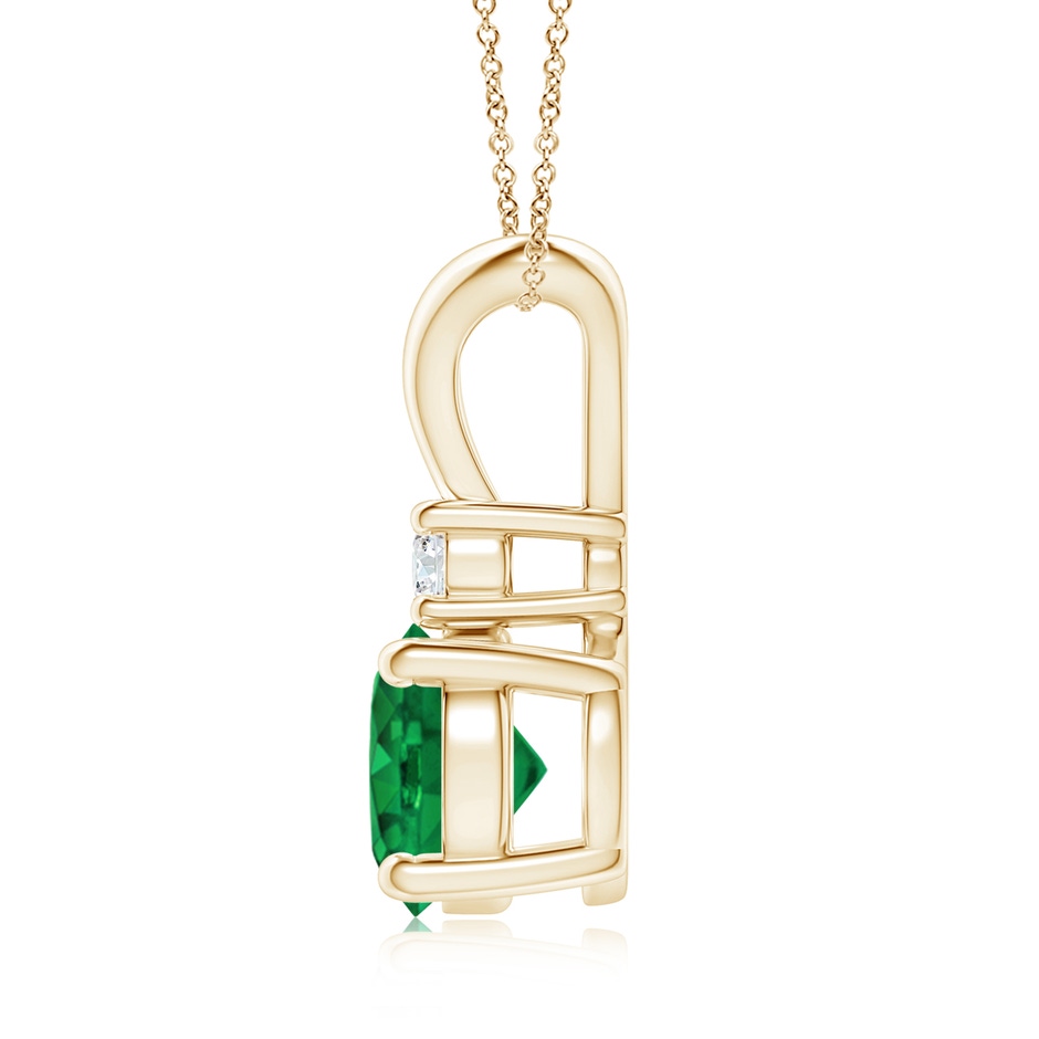 8mm AAA Round Emerald Solitaire V-Bale Pendant with Diamond in Yellow Gold side 199