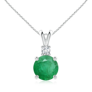 9mm A Round Emerald Solitaire V-Bale Pendant with Diamond in P950 Platinum