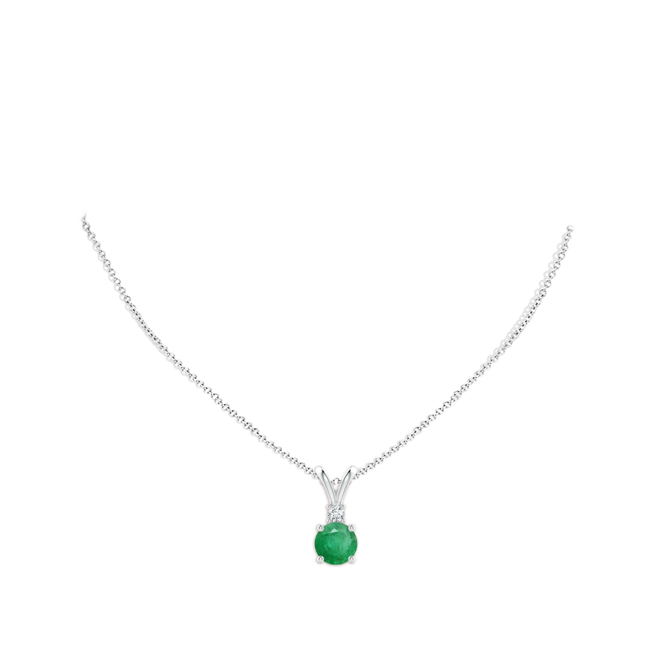 9mm A Round Emerald Solitaire V-Bale Pendant with Diamond in P950 Platinum pen
