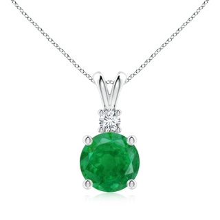 9mm AA Round Emerald Solitaire V-Bale Pendant with Diamond in P950 Platinum