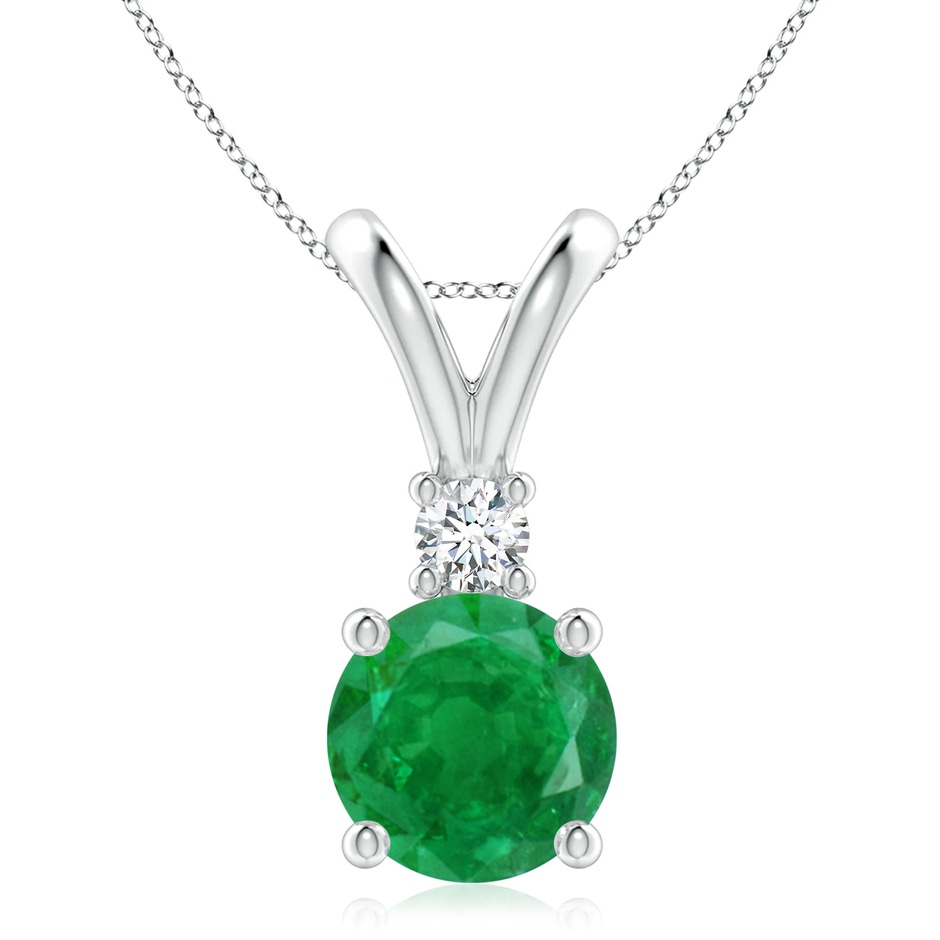 9mm AA Round Emerald Solitaire V-Bale Pendant with Diamond in P950 Platinum 