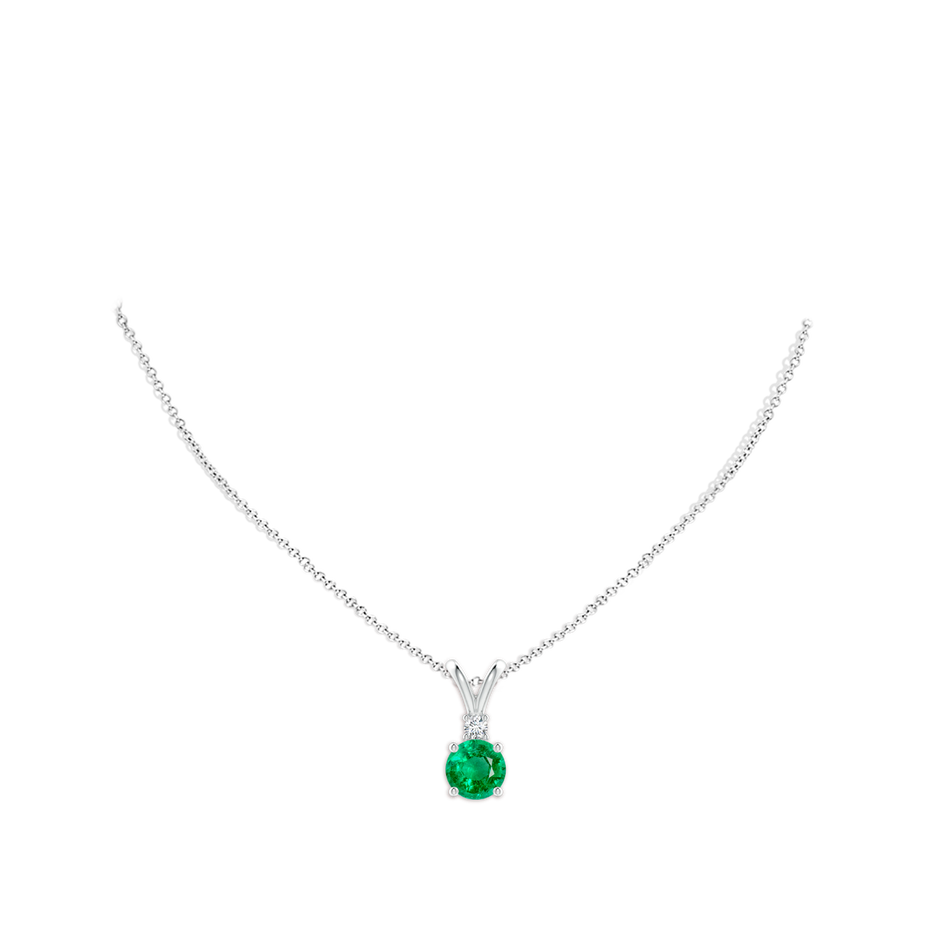 9mm AAA Round Emerald Solitaire V-Bale Pendant with Diamond in S999 Silver pen