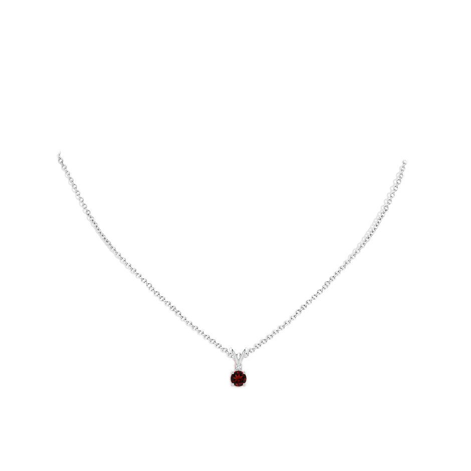 5mm AAA Round Garnet Solitaire V-Bale Pendant with Diamond in S999 Silver pen
