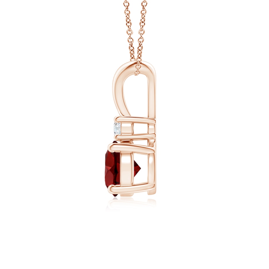 6mm AAAA Round Garnet Solitaire V-Bale Pendant with Diamond in Rose Gold side 199