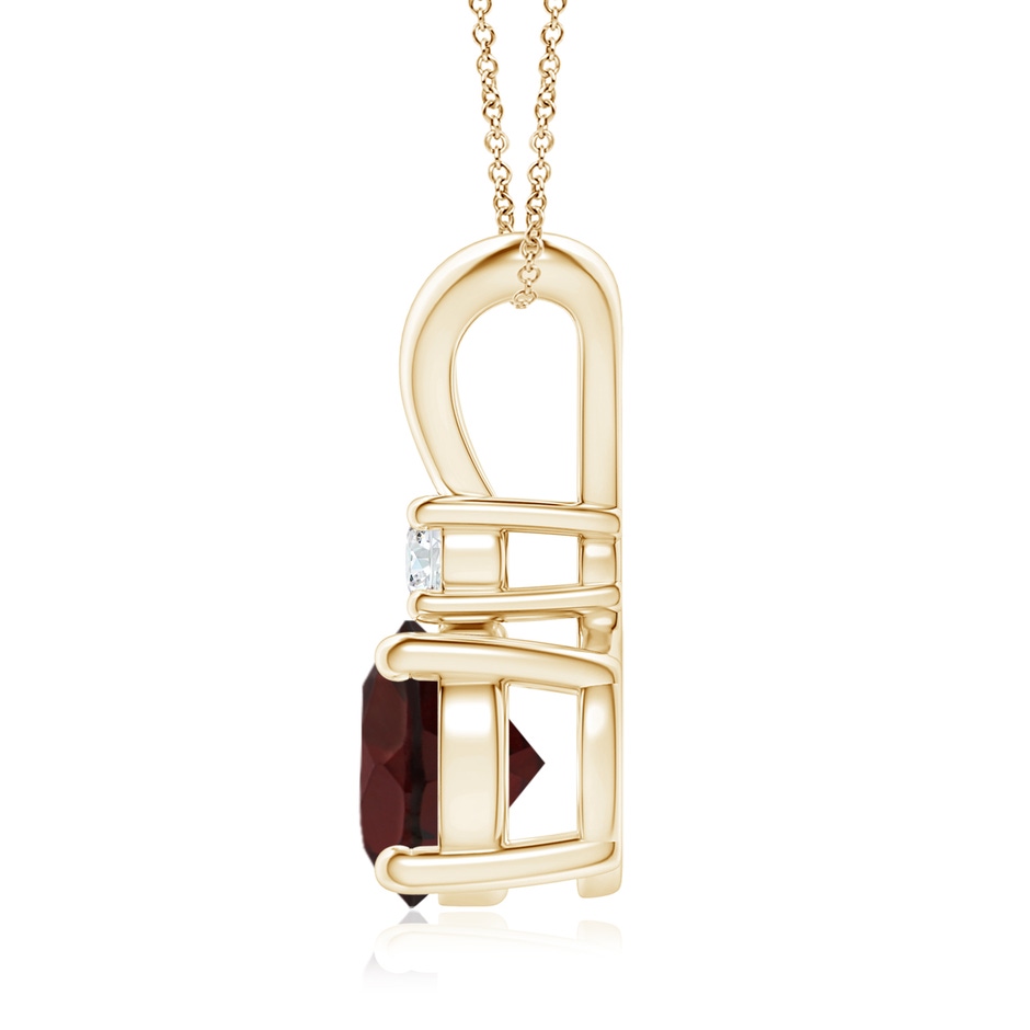 8mm A Round Garnet Solitaire V-Bale Pendant with Diamond in Yellow Gold side 199