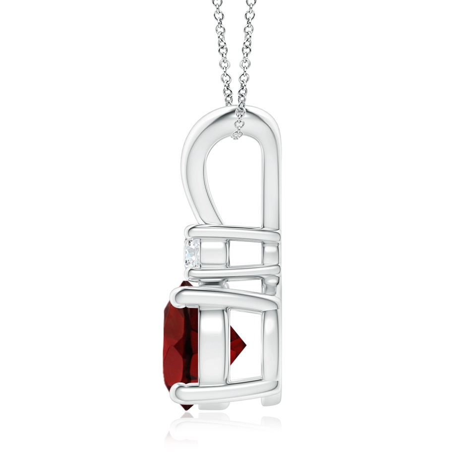 8mm AAA Round Garnet Solitaire V-Bale Pendant with Diamond in White Gold side 199
