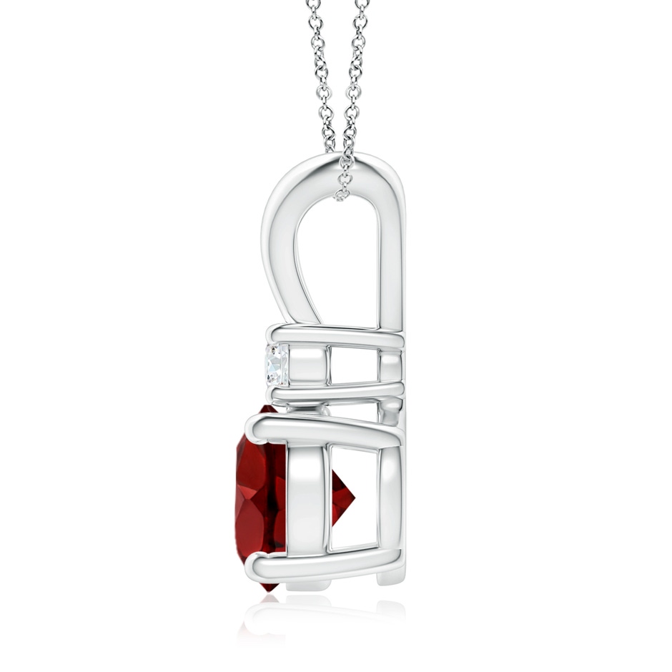 8mm AAAA Round Garnet Solitaire V-Bale Pendant with Diamond in White Gold side 199