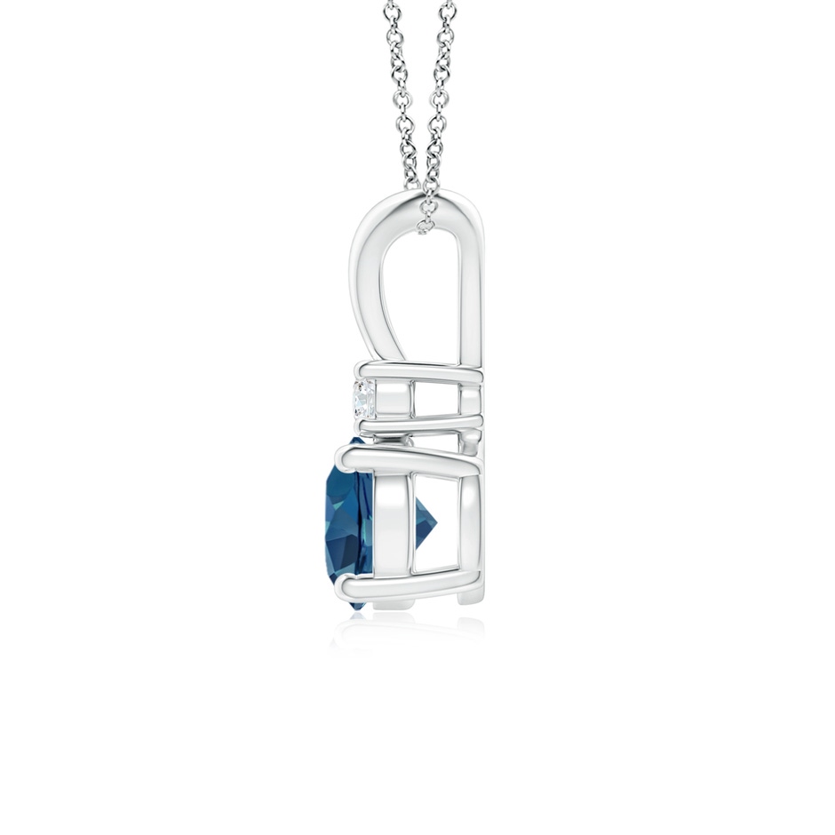6mm AA Round London Blue Topaz Solitaire Pendant with Diamond in White Gold side 199
