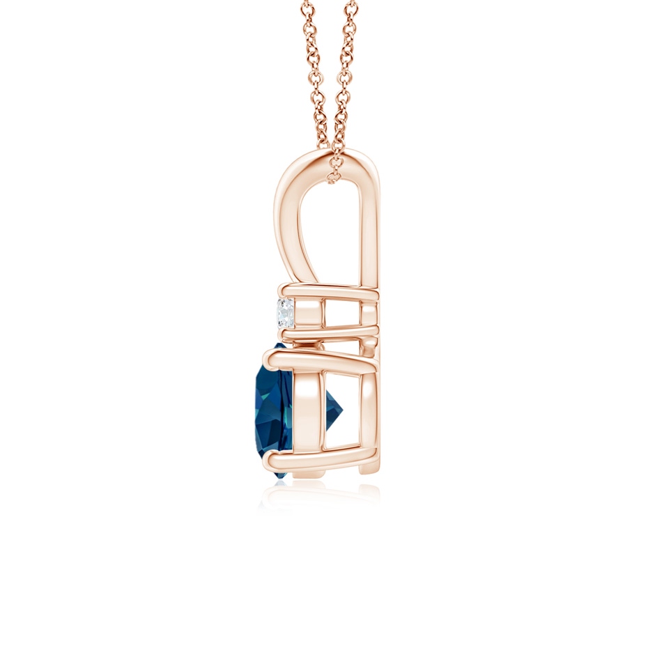 6mm AAAA Round London Blue Topaz Solitaire Pendant with Diamond in Rose Gold side 199