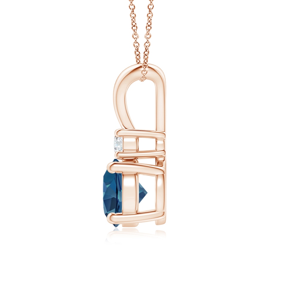 7mm AA Round London Blue Topaz Solitaire Pendant with Diamond in Rose Gold side 199