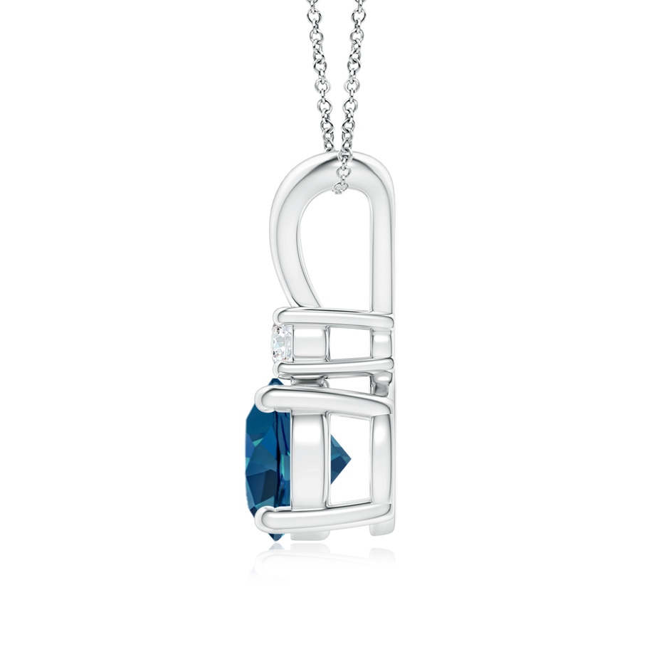 7mm AAA Round London Blue Topaz Solitaire Pendant with Diamond in White Gold side 199