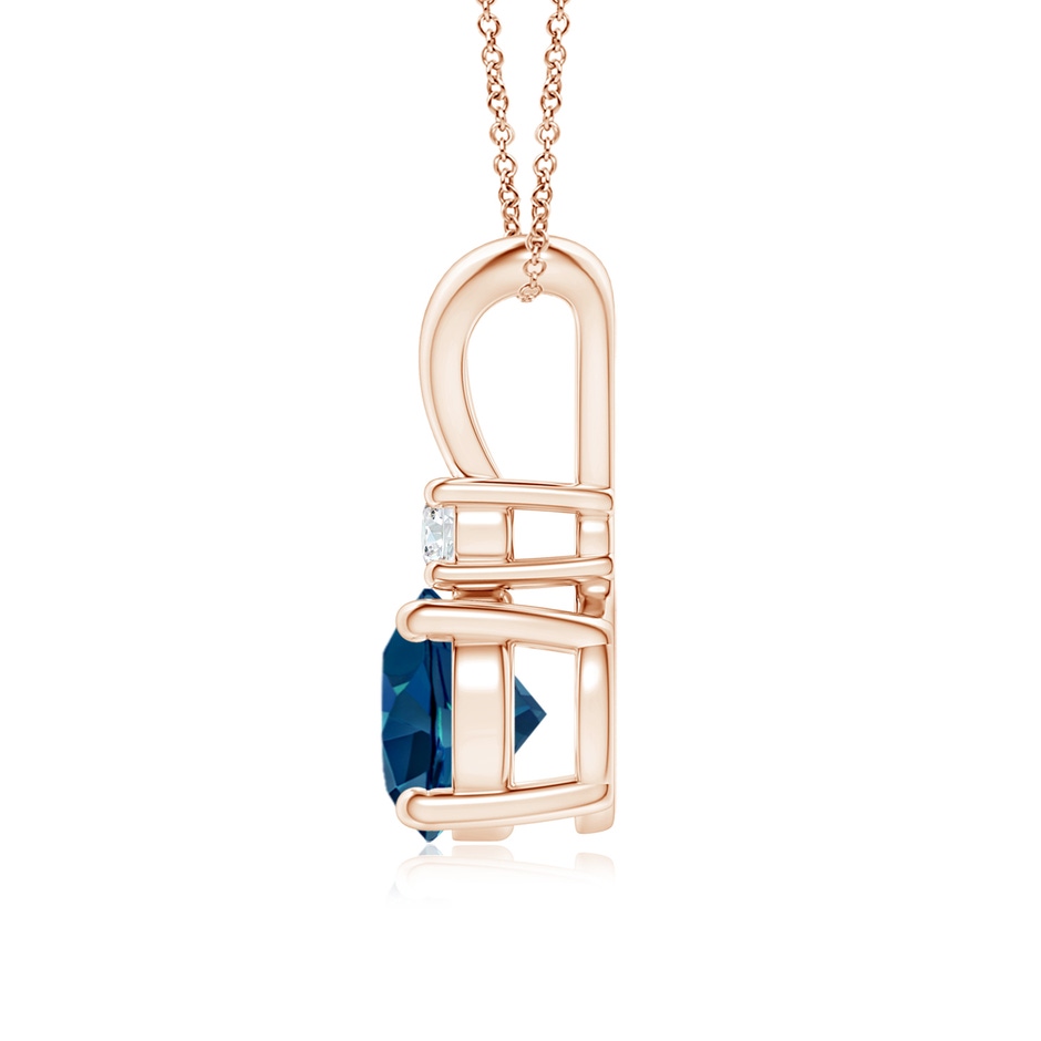7mm AAAA Round London Blue Topaz Solitaire Pendant with Diamond in Rose Gold side 199