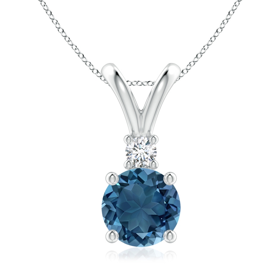 8mm AA Round London Blue Topaz Solitaire Pendant with Diamond in P950 Platinum 