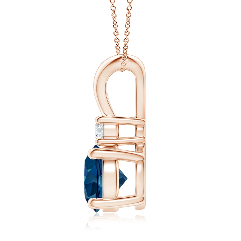8mm AAAA Round London Blue Topaz Solitaire Pendant with Diamond in Rose Gold side 199