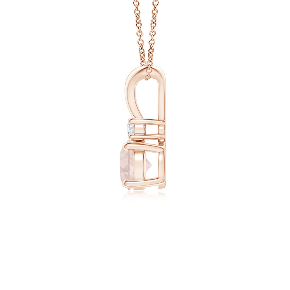 5mm A Round Morganite Solitaire V-Bale Pendant with Diamond in 9K Rose Gold side 199