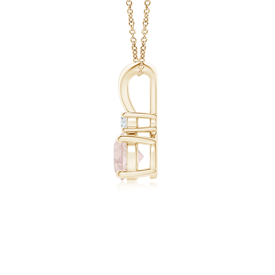 5mm A Round Morganite Solitaire V-Bale Pendant with Diamond in Yellow Gold side 199