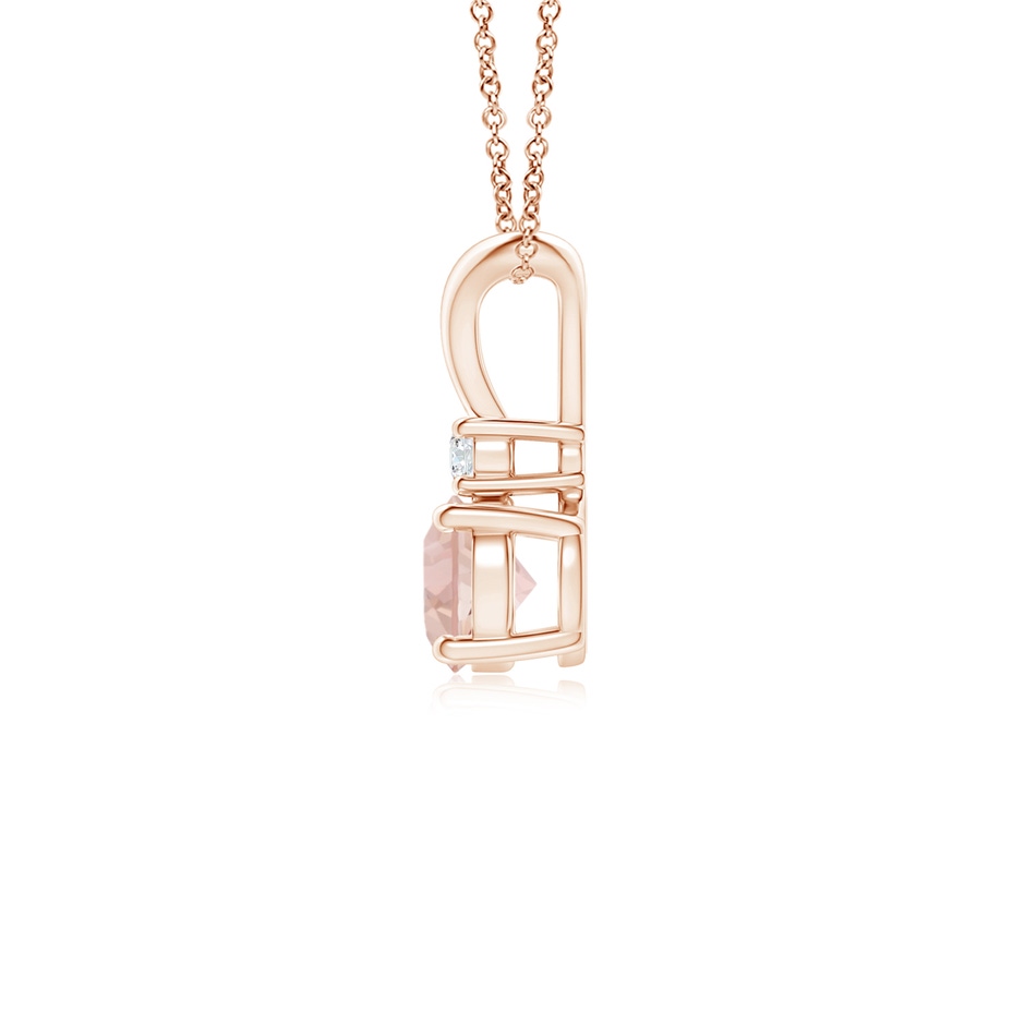 5mm AAA Round Morganite Solitaire V-Bale Pendant with Diamond in Rose Gold side 199