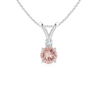 5mm AAAA Round Morganite Solitaire V-Bale Pendant with Diamond in P950 Platinum