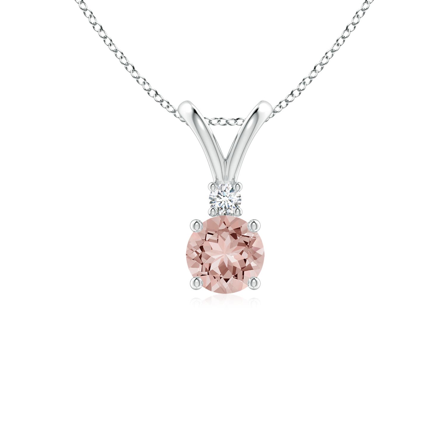 AAAA - Morganite / 0.45 CT / 14 KT White Gold