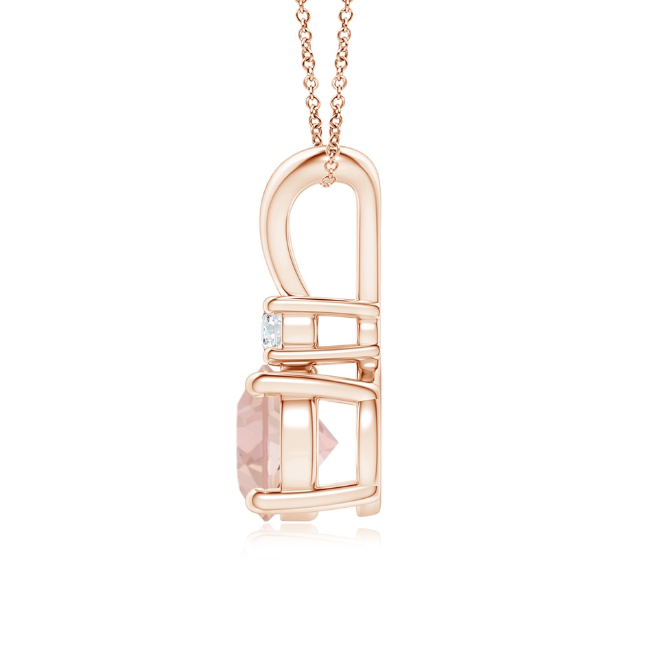 7mm AAAA Round Morganite Solitaire V-Bale Pendant with Diamond in Rose Gold side 199