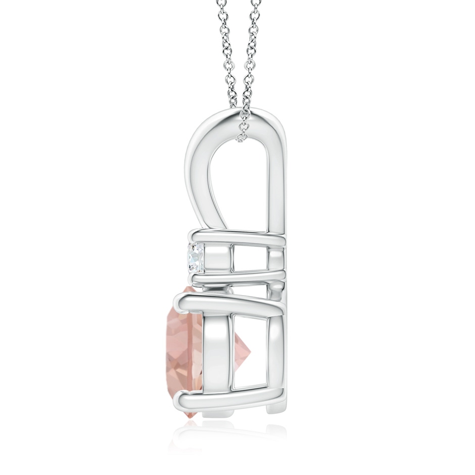 8mm AAA Round Morganite Solitaire V-Bale Pendant with Diamond in White Gold side 199