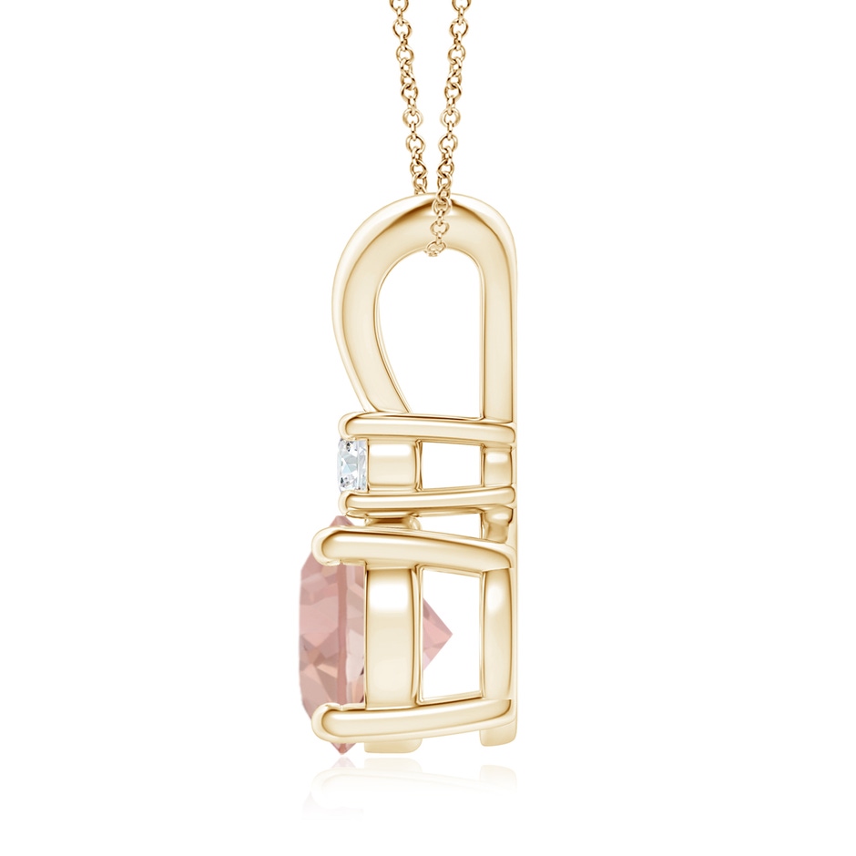 8mm AAAA Round Morganite Solitaire V-Bale Pendant with Diamond in Yellow Gold side 199