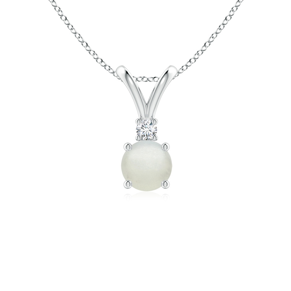 5mm AA Round Moonstone Solitaire V-Bale Pendant with Diamond in S999 Silver 