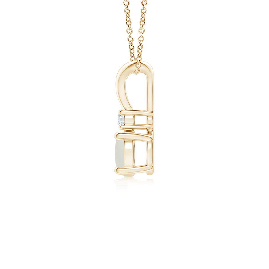 5mm AAAA Round Moonstone Solitaire V-Bale Pendant with Diamond in Yellow Gold side 1