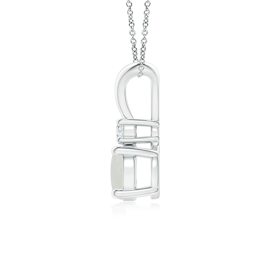 6mm A Round Moonstone Solitaire V-Bale Pendant with Diamond in White Gold side 1